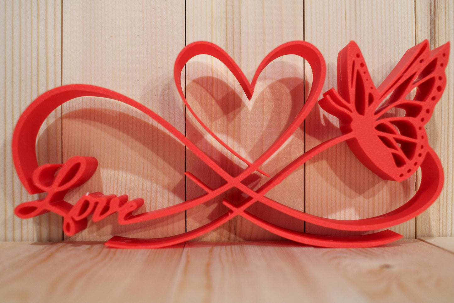 Romantic Infinity Love Sculpture | 3D Printed Butterfly Heart | Valentines Gift