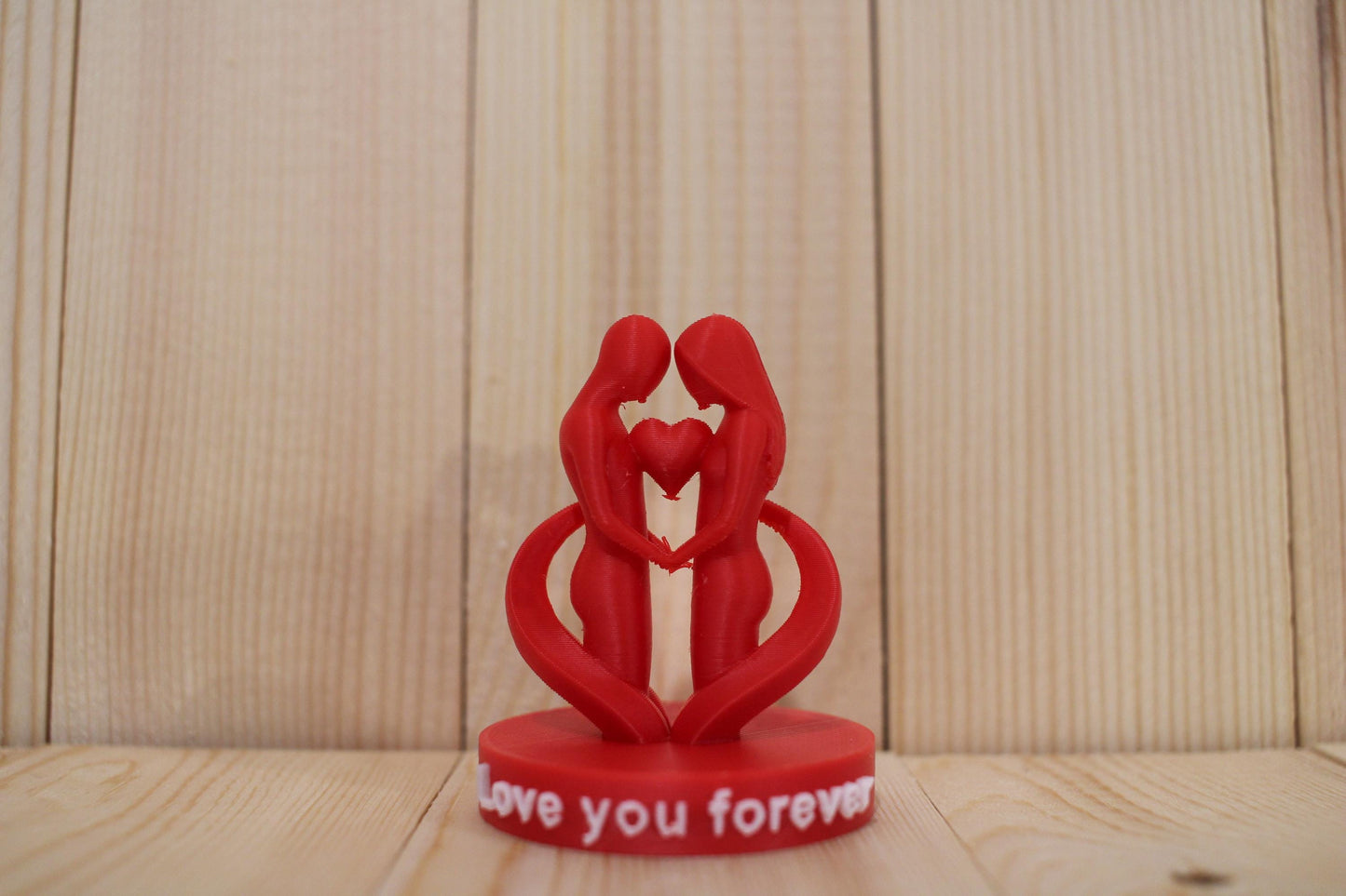 Romantic Couple Heart Statue | Love You Forever Keepsake | 3D Printed Decor