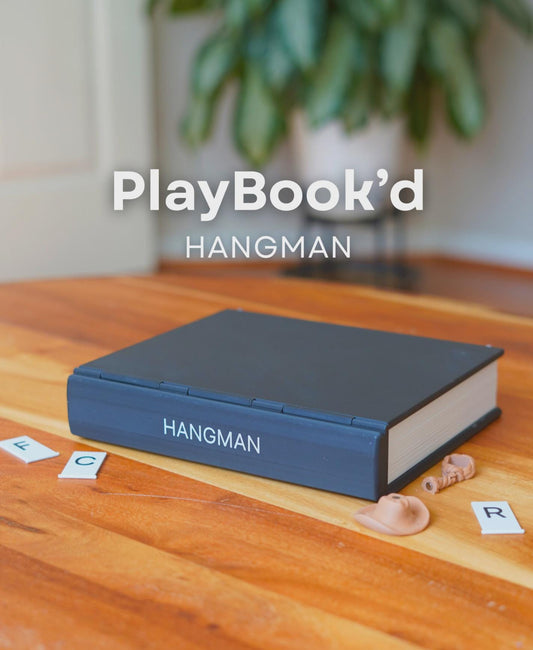 Playbook'd Magnetic Hangman Book Game – Play & Store Like a Hardcover | Modern Coffee Table Word Game | For Family and Kids