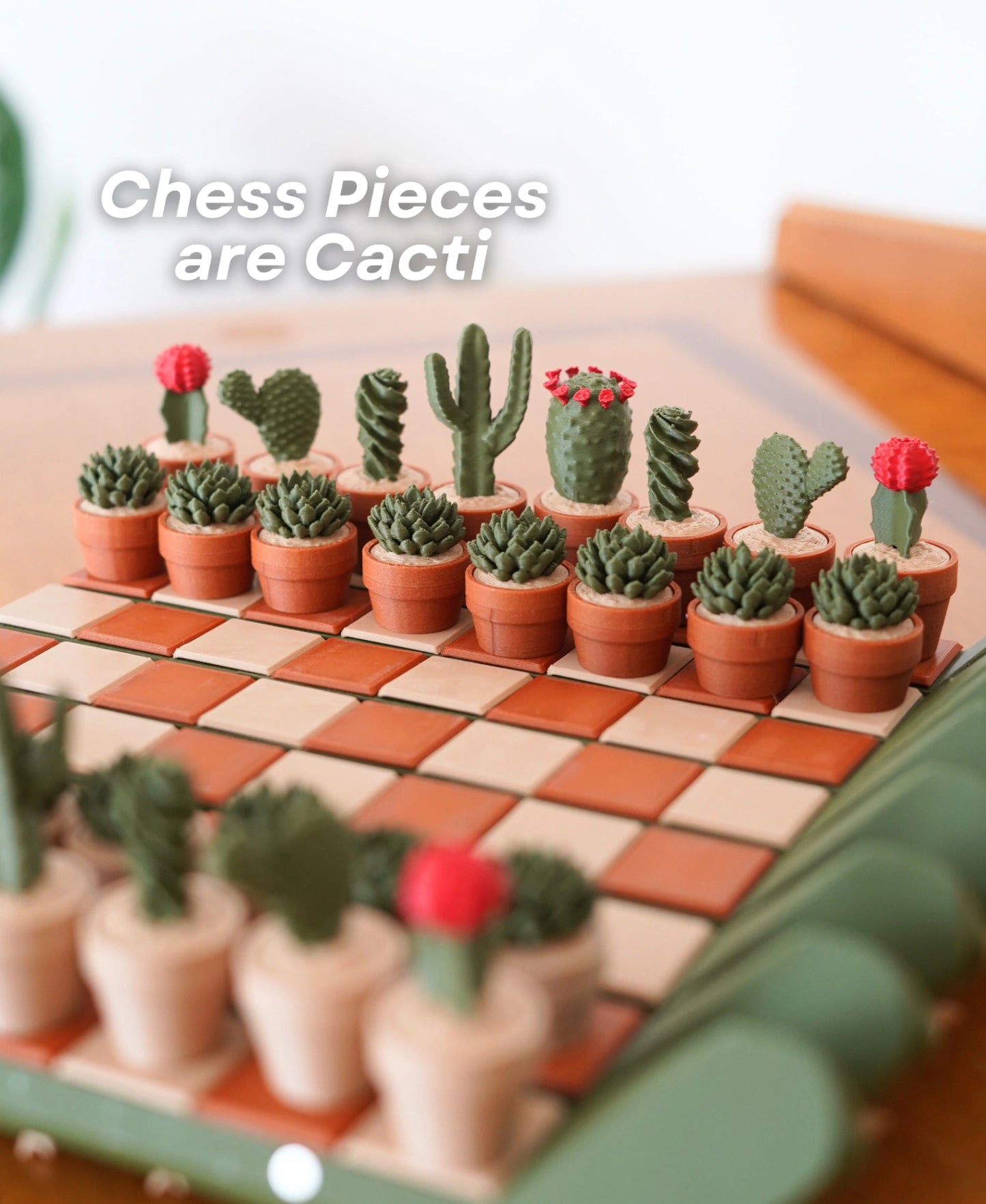 Cacti Chess Set | Desert-Inspired Chess Board & Pieces | 3D Printed Chess Game | Unique Gift for Chess Lovers | Home Decor