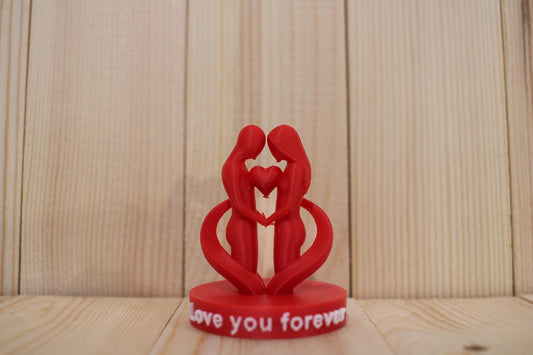 Romantic Couple Heart Statue | Love You Forever Keepsake | 3D Printed Decor