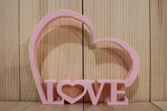 LOVE Sign with Heart Outline | 3D Printed Home Decor | Valentine Gift